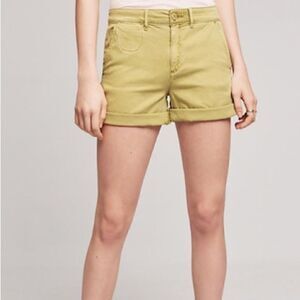 Anthropologie chino relaxed avacado green shorts NWT. 27